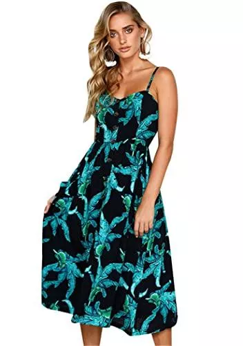 OMZIN Freizeit OMZIN Damen Kleid Strandkleid Sexykleid A-Linie Sommerkleid Schulterfrei Ärmellos Viele Färben Große Größe XS-XXL