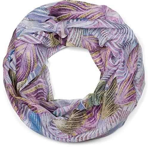 styleBREAKER Schals & Tücher styleBREAKER Damen Loop Schal mit buntem Blätter Muster, Schlauchschal, Tuch 01016203