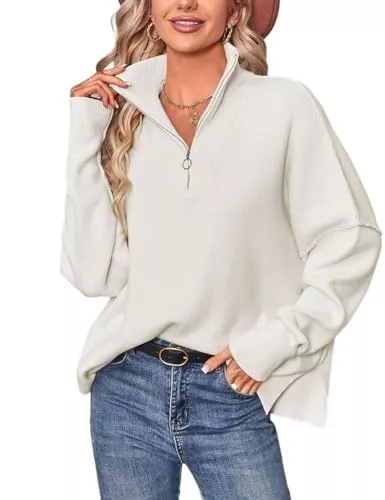 SEBOWEL Pullover & Strickmode SEBOWEL Strickpullover Damen Langarm Pullover Einfarbig Rollkragenpullover Strickpulli Sweater Tops mit Reissverschluss