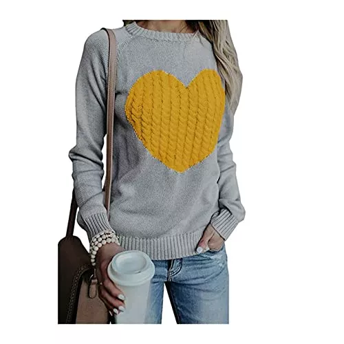 HEYPORK Pullover & Strickmode HEYPORK Damen Herbst Winter Warm Bequem Pullover Casual Mode Strickjacke Strickpullover Frauen Strickwaren lieben Mode Pullover Pullover
