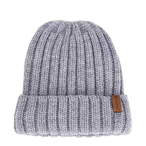 Oscenny Hüte & Mützen Oscenny Mütze Damen Herren,Wollklobige Slouchy,Superfein Gefüttert,Doppellagig Gefüttert Fleece Mütze,Zopfmuster,Verdickte Mütze,Thermische,Winddichte Damenmützen Winter