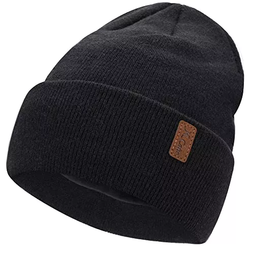 Bequemer Laden Hüte & Mützen Bequemer Laden Damen Herren Winter Warm Beanie Müte Strickmütze Slouchy Wintermütze Cuffed Skull Cap mit Fleece Gefüttert