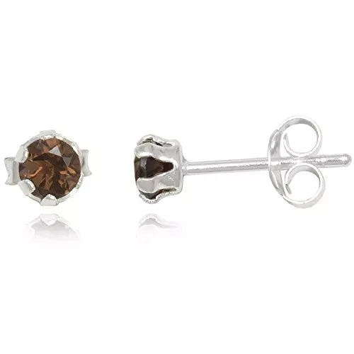 EYS JEWELRY Schmuck EYS JEWELRY Ohrstecker Damen rund 925 Sterling Silber Rauchquarz braun Damen-Ohrringe