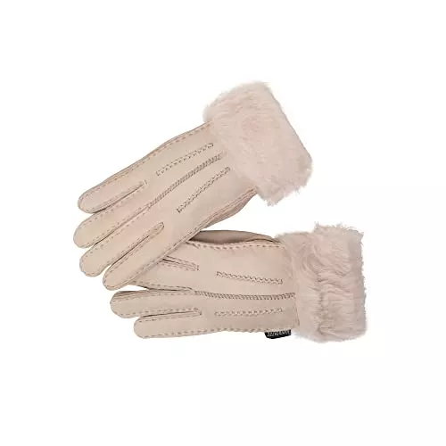 Nordvek Handschuhe & Fäustlinge Nordvek Damen Handschuhe aus 100% echtem Schaffell mit Pelzrand # 301-100