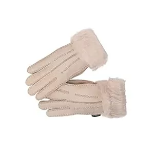 Nordvek Handschuhe & Fäustlinge Nordvek Damen Handschuhe aus 100% echtem Schaffell mit Pelzrand # 301-100