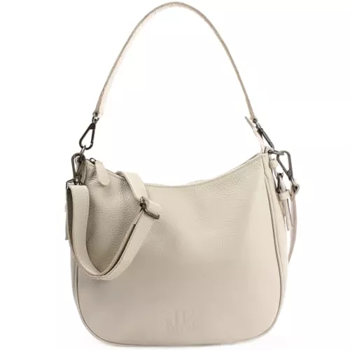 LECONI Taschen & Rucksäcke LECONI Schultertasche Henkeltasche Damentasche Umhängetasche natur weiche Ledertasche Handtasche Damen Leder 30x27x11cm LE0063