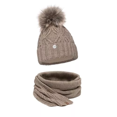ELIMELI Hüte & Mützen ELIMELI Damen Winter Mütze warme Strickmütze Wintermütze mit Bommel Slouch Strick Beanie Damen für Winter Bommelmütze Hergestellt in EU Farbenauswahl 19531
