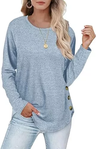 Aokosor Pullover & Strickmode Aokosor Sweatshirt Damen Langarmshirt Leichte Rundhals Pullover Tops für Herbst Winter