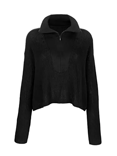 Alba Moda Pullover & Strickmode Alba Moda Feinstrickpullover Damen Troyerkragen Langarm in modisch kurzer Form Uni