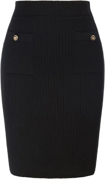 GRACE KARIN Röcke GRACE KARIN Damen Strickrock Elegant High Waist Bleistiftrock Lässiger Stretch Bodycon Rock