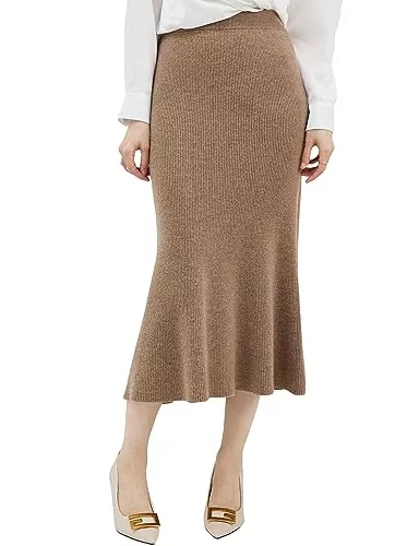 LINY XIN Röcke LINY XIN 100% Merinowolle Röcke Damen 2023 Herbst-Winter Leicht Casual Elegant Röcke Strick