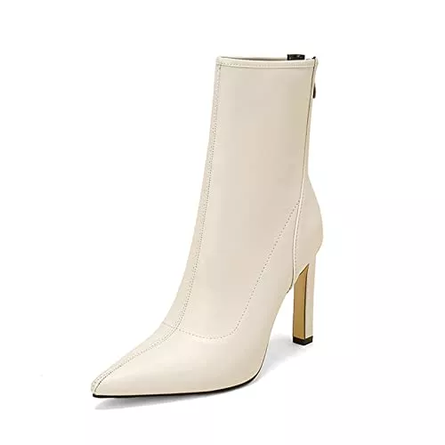 FufoneUS Stiefel FufoneUS Spitze Stiefeletten Für Damen Mit Stöckel Absatz Und Reißverschluss