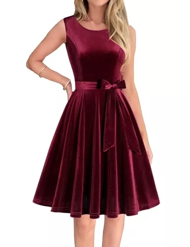 Berylove Cocktail Berylove Cocktailkleid Damen Abendkleider Elegant für Hochzeit Kleid Hochzeitsgast Chiffon Ärmellos Spitzenkleid