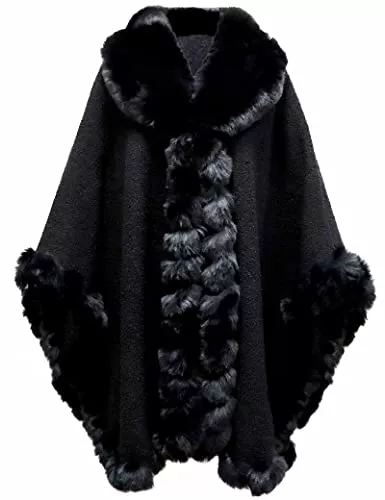 Gragengs Strickjacken Gragengs Damen Faux Kaninchen Pelz Cardigan Mantel Poncho Winter Lose Cape Warme Schal Wrap