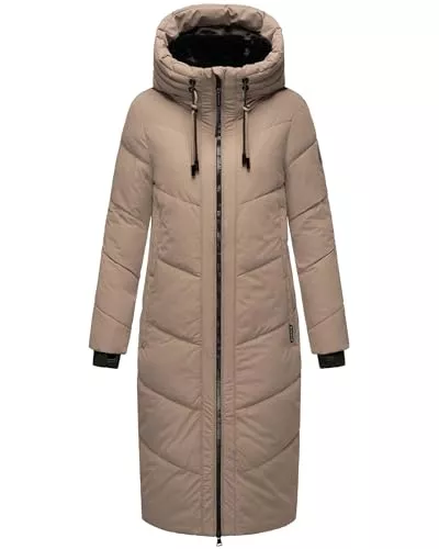 MARIKOO Mäntel MARIKOO Damen Wintermantel warmer Steppmantel lang mit Kapuze und abnehmbarem Kunstfellkragen Nadaree XVI XS-XXL