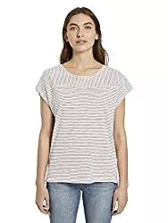 TOM TAILOR T-Shirts TOM TAILOR Damen T-Shirts/Tops Gestreiftes T-Shirt mit kurzen Schlitzen