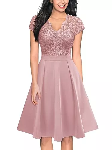 MIUSOL Cocktail MIUSOL Damen Spitzen Cocktail Party Kleider Brautjungfern Abendkleid