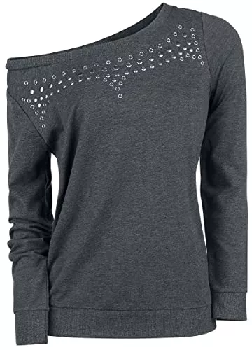 Rock Rebel by EMP Pullover & Strickmode Rock Rebel by EMP Damen graues Langarmshirt mit Nieten
