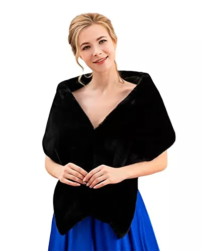 Handcess Schals & Tücher Handcess Frauen 1920 Braut Hochzeit Kunstpelz Schal Wrap Braut Pelz Schal Stola Fur Wraps und Tücher für Frauen