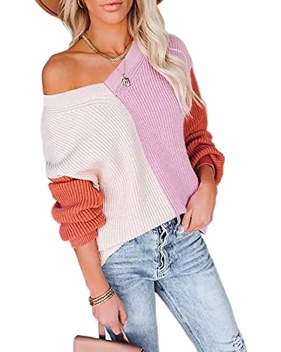 ANCAPELION Pullover & Strickmode ANCAPELION Damen Pullover Casual Stricken Sweater Leopard Lange Ärmel Pulli Winter Sweatshirt Herbst Jumper Oberteile Outwear für Frauen