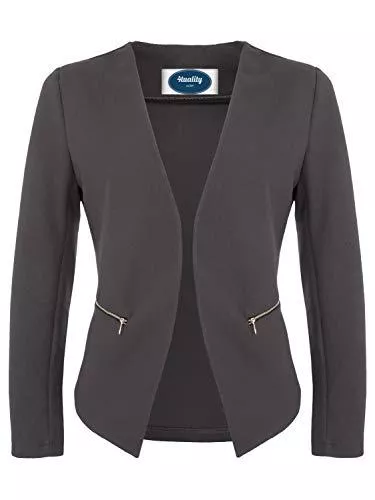 4tuality Blazer 4tuality Damen Blazer kragenlos mit Zipper Gr. S 36 - XXXXXL 50