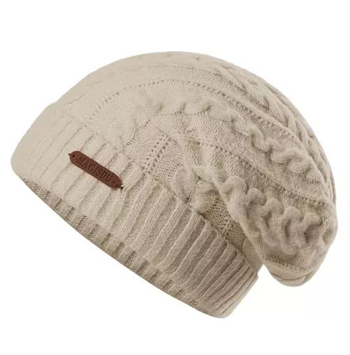MAGISDU Hüte & Mützen MAGISDU Merino Mütze Damen Winter Wintermütze Strickmütze Wolle Wollmütze Lang Beanie Mit Wollfutter Thermo Gefüttert Warm Weich Slouch Kint Hat