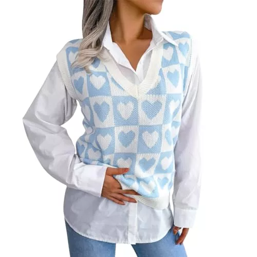 FYMNSI Pullover & Strickmode FYMNSI Pullunder Damen Ärmellos Strickweste Oversize Pullover Elegant Strickpullover V-Ausschnitt Strickpulli Casual Herbst Winterpullover