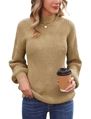 Zeagoo Pullover & Strickmode Zeagoo Damen Pullover Gestrickt Pulli Rollkragenpullover Strickpullover Grobstrickpullover Lose Langarm Beiläufige Sweatshirts Oversize Warm Winter Oberteile S-XXL