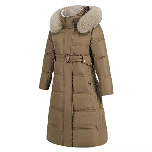 Vagbalena Mäntel Vagbalena Damen Warmer Wintermantel Lange Daunenjacke Verdickte Daunenjacke Mit Kapuze Steppmantel Oberbekleidung Winter Daunenjacke Mittellanger Taschenmantel Mit Fellkapuze