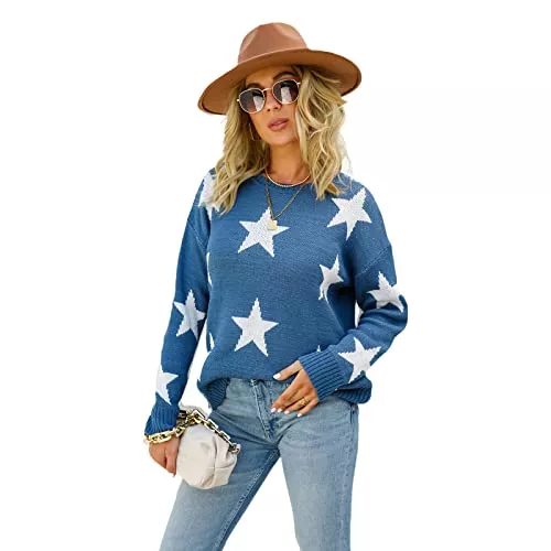 HEYPORK Pullover & Strickmode HEYPORK Damen Herbst Winter Warm Bequem Pullover Casual Mode Strickjacke Strickpullover Frauen Herbst/Winter Pullover Rundhals Strickpullover Bedruckter Strickpullover