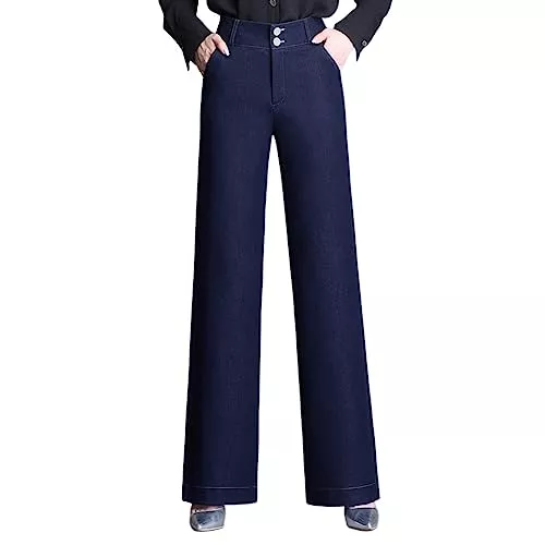 Valin Hosen Valin Damen Gerade Geschnittene Hose Hohe Taille großen Größen Hose Herbst/Winter Dick Elastische Denim Business Hose Einfarbig Freizeithose,V122