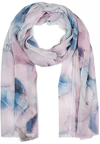 styleBREAKER Hüte & Mützen styleBREAKER Damen Schal mit edlem Marmor Muster und kurzen Fransen, leichtes Tuch in Pastell Farben, Stola 01016219