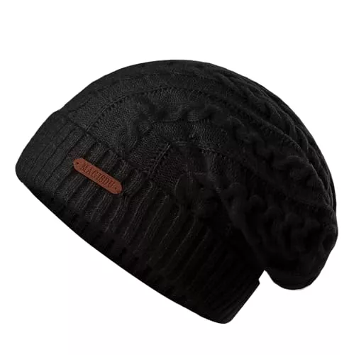 MAGISDU Hüte & Mützen MAGISDU Merino Mütze Damen Winter Wintermütze Strickmütze Wolle Wollmütze Lang Beanie Mit Wollfutter Thermo Gefüttert Warm Weich Slouch Kint Hat