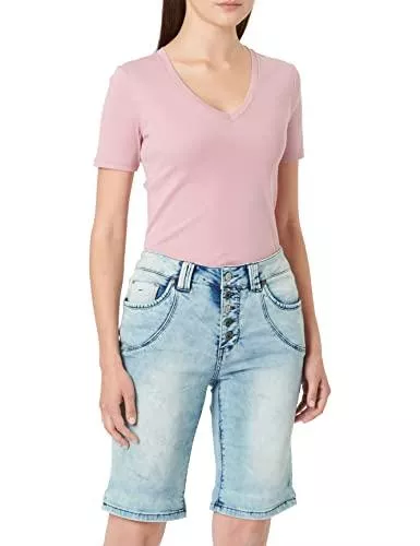 Sublevel Shorts Sublevel Damen Denim Bermuda Chino Stretch Shorts mit Aufschlag Bequeme Kurze Hose im Used Look