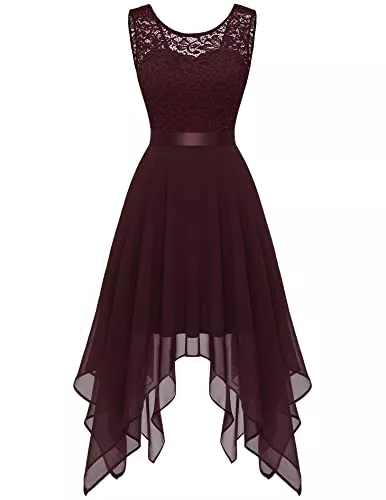 Berylove Cocktail Berylove Cocktailkleid Damen mit Asymmetrischem Saum Abendkleider Elegant für Hochzeit Jugendweihe Kleid