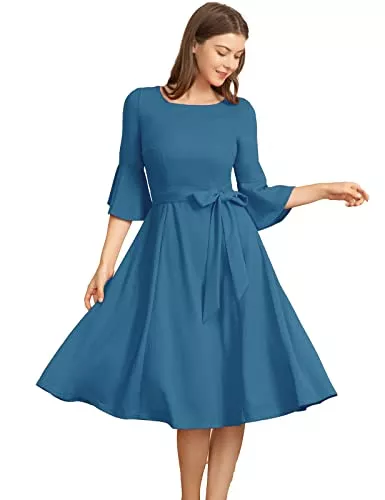 Homrain Cocktail Homrain Damen Glitzerkleider für Hochzeitsgäste Glockenärmel Paillettenkleider für Frauen Cocktail Party Abend Glitzerkleid