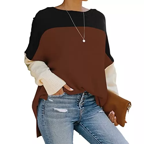 Cocoarm Pullover & Strickmode Female Strickpullover Damen Rundhals Pullover Herbst Winter Oversize Strickwear Casual Loose Langarm Oberteile Sweater Knit Tops