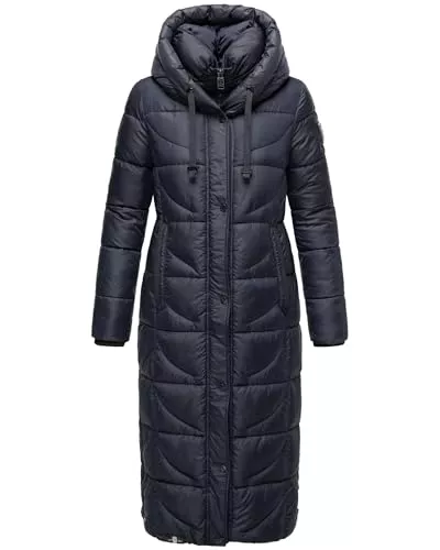 Navahoo Mäntel Navahoo Damen Wintermantel warmer Steppmantel extralang mit Kapuze Waffelchen XS-XXL