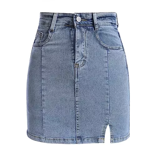 Odizli Röcke Odizli Jeansrock Damen Kurz Vintage Denim High Waist Bodycon Mini Röcke