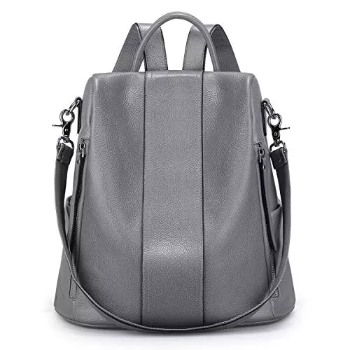 S-ZONE Taschen & Rucksäcke S-ZONE Damen-Rucksack, echtes Leder, weich, wasserdicht, Diebstahlschutz, modischer Rucksack, Handtasche, lässige Schulrucksäcke für Arbeit, Schule, Reisen, Braun, M, Klassisch