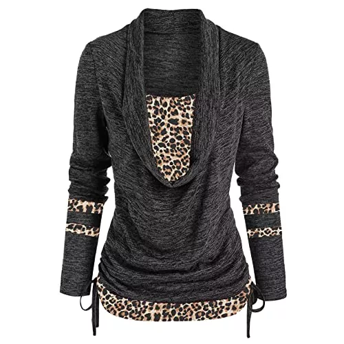 GFPGNDFHG Langarmshirts Damen Rundhals Kariert Strick Pulli Tunika Tops, Plaid Turtleneck Langarm Shirts Bluse Hemd Pullover Sweatshirt Jumper Oberteile Unregelmäßig Elegant Hemdbluse Button Down Shirt Kapuzenpullover