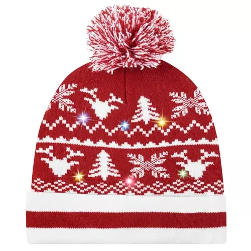 TUONROAD Hüte & Mützen TUONROAD LED Weihnachtsmütze Herren Lustig Leuchten Beanie Mütze Warme Wintermütze Strickmütze Hässlich Urlaub Party Geschenk Kappe Hut für Männer Frauen Jungen Mädchen Kinder