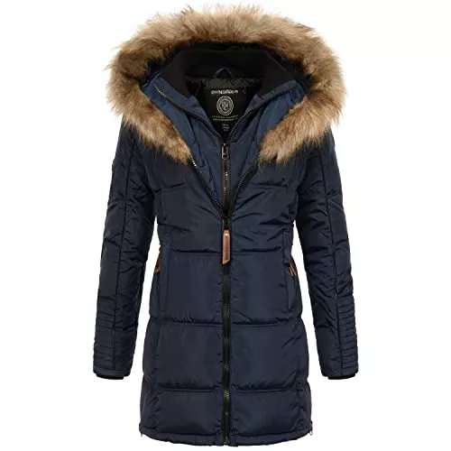 Geographical Norway Jacken Geographical Norway Damen Winterjacke Parka Jacke Fellkapuze Kapuzenjacke Cora IMS mit UD Beanie S M L XL XXL