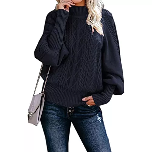 QIYUN.Z Pullover & Strickmode QIYUN.Z Damen Rollkragenpullover Langarm Pullover Zopfmuster Pullover Pullover
