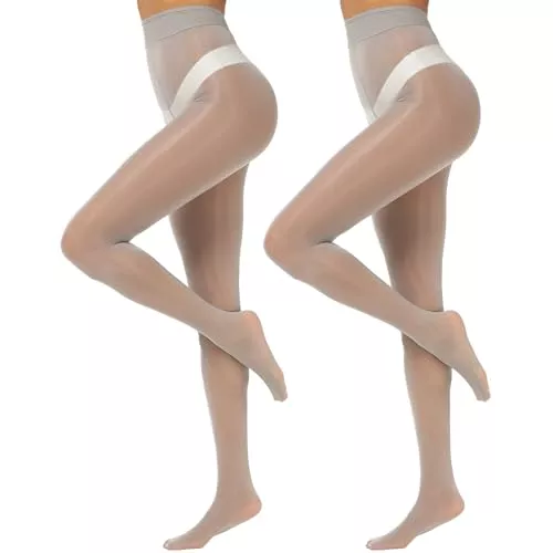 MANZI Socken & Strümpfe MANZI 2 Paar Ölig Glanzstrumpfhosen Damen Sexy Seidenglatt Feinstrumpfhose 15 Den Transparent Reißfest Schwarz Hautfarbe