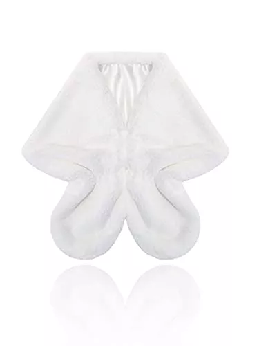 Jovono Schals & Tücher Jovono Frauen Braut Hochzeit Kunstpelz Schal Wrap Braut Pelz Schal Stola Fur Wraps und Tücher für Frauen