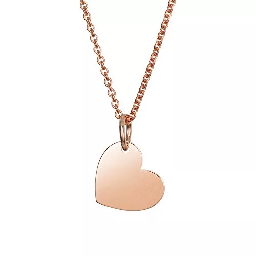 MATERIA by Matthias Wagner Schmuck MATERIA Damen Halskette mit Anhänger Gravur Herz Rosegold 925 Silber 42-45cm mit Geschenk-Box #KA-441_B4