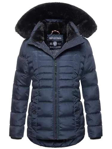 Navahoo Jacken Navahoo Damen warme Winterjacke mit Teddyfell Stepp Winter Jacke mit abnehmbarer Kapuze B992