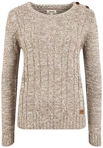 OXMO Pullover & Strickmode OXMO OXPhia Damen Strickpullover Grobstrick Pullover mit Rundhals