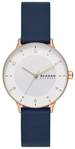 Skagen Uhren Skagen Uhr für Frauen, Riis Dreizeigeruhrwerk, Leder/Edelstahluhr Mit 36 Mm Gehäusegröße